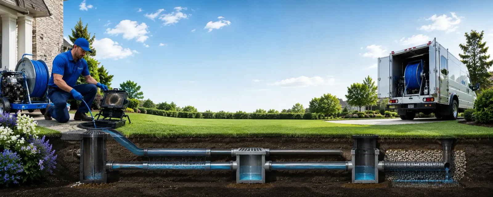 Outdoor drain cleaning information for French Camp, MS